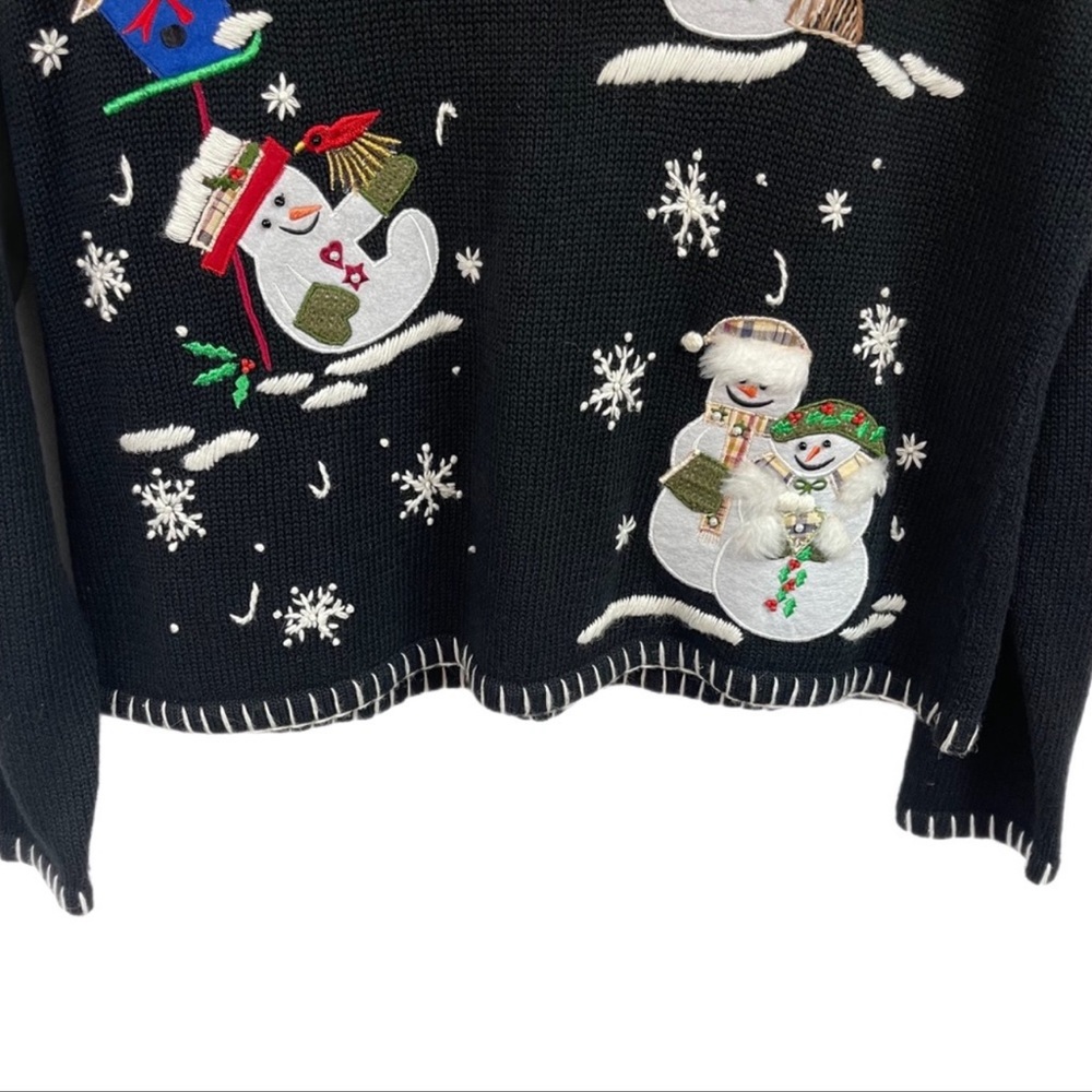 Through The Country Door Ugly Christmas Snowman Sweater XL Crewneck Black - Picture 3 of 9